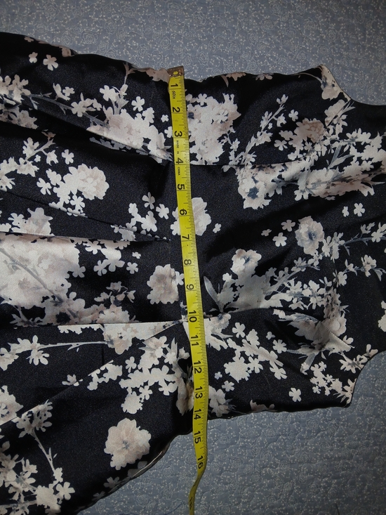 Dresses & Skirts - Black Floral Satin Dress with Cream Blossoms